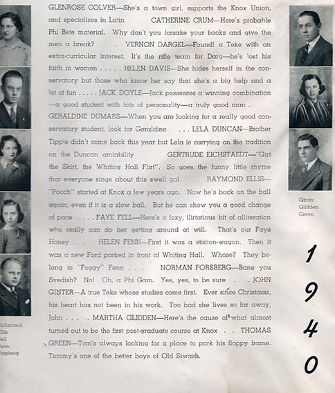 1940 Knox College Yearbook Photo
